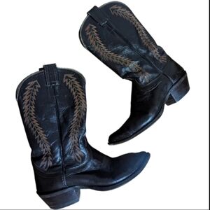 Vtg Made In USA Mens Brown Leather Western Cowboy Boots Sz 8d